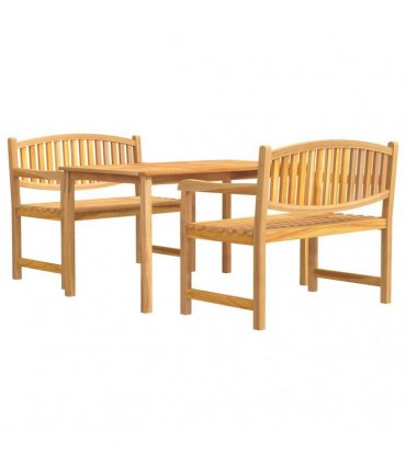 vidaXL 3 Piece Garden Dining Set Solid Wood Teak
