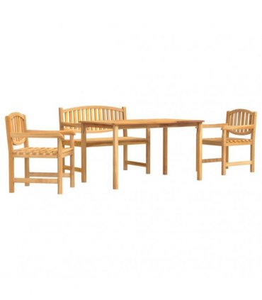 vidaXL 4 Piece Garden Dining Set Solid Wood Teak