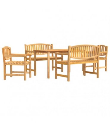 vidaXL 5 Piece Garden Dining Set Solid Wood Teak