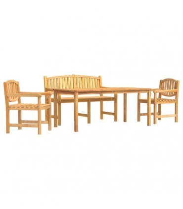 vidaXL 4 Piece Garden Dining Set Solid Wood Teak