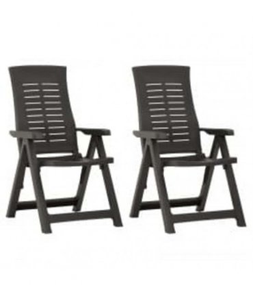 vidaXL Reclining Folding Chairs 2 pcs Plastic Anthracite
