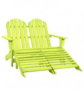 vidaXL 2-Seater Garden Adirondack Chair&Ottoman Fir Wood Green