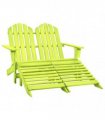 vidaXL 2-Seater Garden Adirondack Chair&Ottoman Fir Wood Green