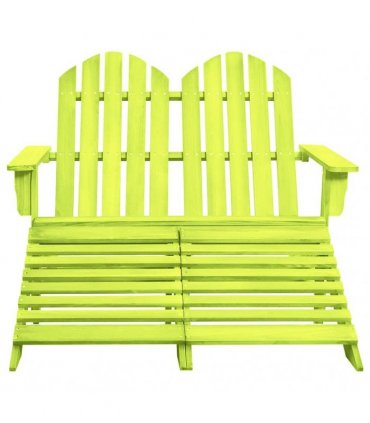 vidaXL 2-Seater Garden Adirondack Chair&Ottoman Fir Wood Green