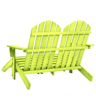 vidaXL 2-Seater Garden Adirondack Chair&Ottoman Fir Wood Green