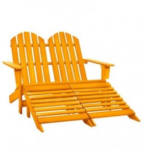 vidaXL 2-Seater Garden Adirondack Chair&Ottoman Fir Wood Orange