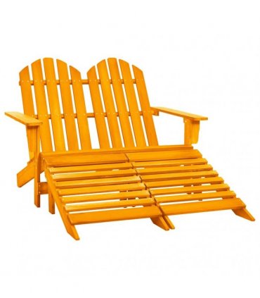 vidaXL 2-Seater Garden Adirondack Chair&Ottoman Fir Wood Orange
