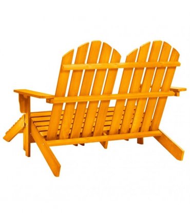 vidaXL 2-Seater Garden Adirondack Chair&Ottoman Fir Wood Orange