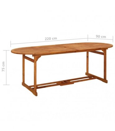 vidaXL Garden Dining Table 220x90x75 cm Solid Acacia Wood