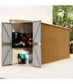 vidaXL Wall-mounted Garden Shed Brown 118x382x178 cm Galvanised Steel