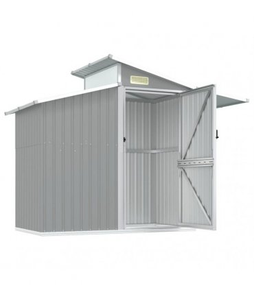 vidaXL Garden Shed Grey 270x130x208,5 cm Galvanised Steel