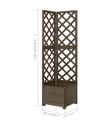 vidaXL Corner Trellis Planter Grey 40x40x150 cm Solid Fir Wood