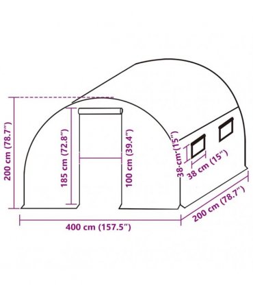 vidaXL Greenhouse Replacement Cover (8 m²) 400x200x200 cm Green