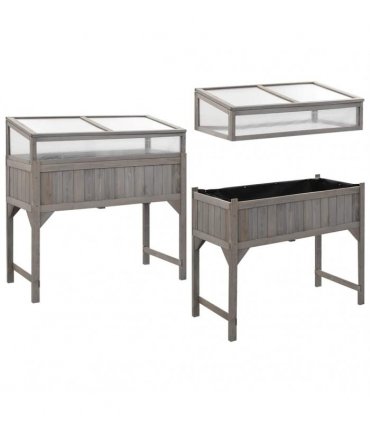 vidaXL Raised Bed with Greenhouse 110x54x120 cm Solid Fir Wood
