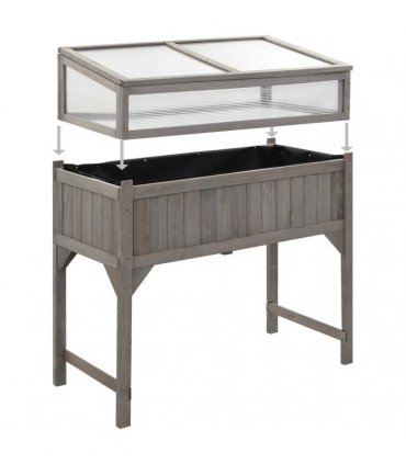 vidaXL Raised Bed with Greenhouse 110x54x120 cm Solid Fir Wood