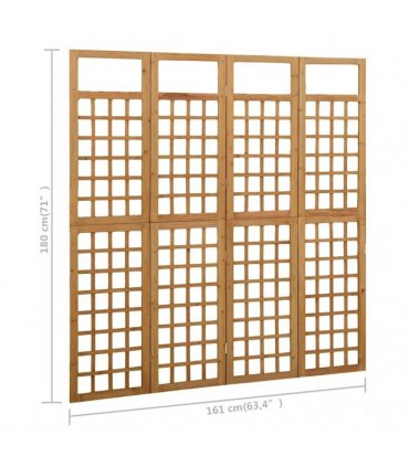 vidaXL 4-Panel Room Divider/Trellis Solid Fir Wood 161x180 cm