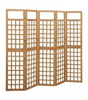 vidaXL 5-Panel Room Divider/Trellis Solid Fir Wood 201,5x180 cm