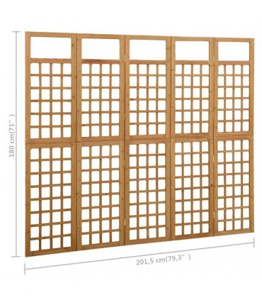 vidaXL 5-Panel Room Divider/Trellis Solid Fir Wood 201,5x180 cm
