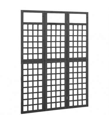 vidaXL 3-Panel Room Divider/Trellis Solid Fir Wood Black 121x180 cm
