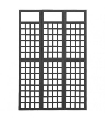 vidaXL 3-Panel Room Divider/Trellis Solid Fir Wood Black 121x180 cm