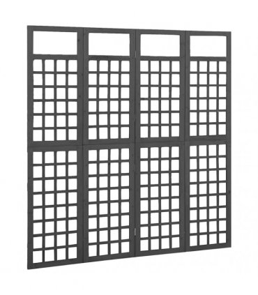 vidaXL 4-Panel Room Divider/Trellis Solid Fir Wood Black 161x180 cm