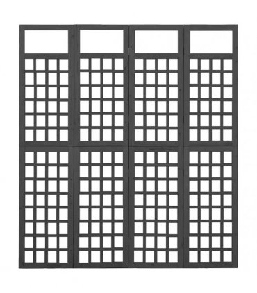 vidaXL 4-Panel Room Divider/Trellis Solid Fir Wood Black 161x180 cm