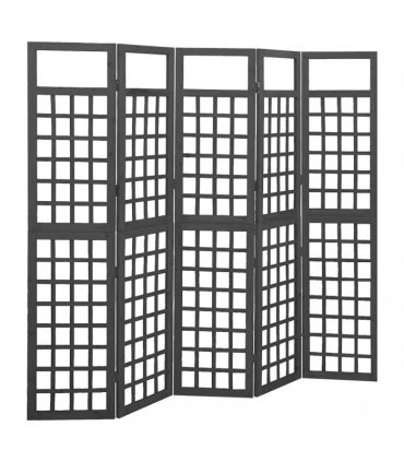 vidaXL 5-Panel Room Divider/Trellis Solid Fir Wood Black 201,5x180 cm