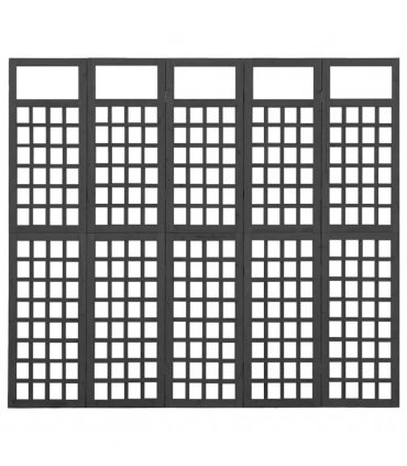 vidaXL 5-Panel Room Divider/Trellis Solid Fir Wood Black 201,5x180 cm