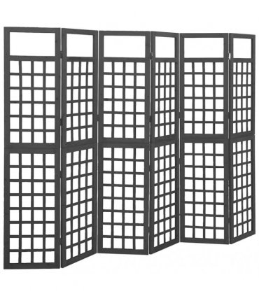 vidaXL 6-Panel Room Divider/Trellis Solid Fir Wood Black 242,5x180 cm