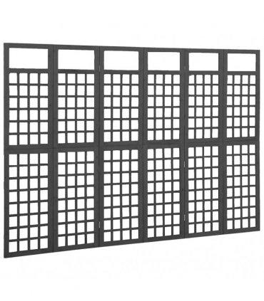 vidaXL 6-Panel Room Divider/Trellis Solid Fir Wood Black 242,5x180 cm
