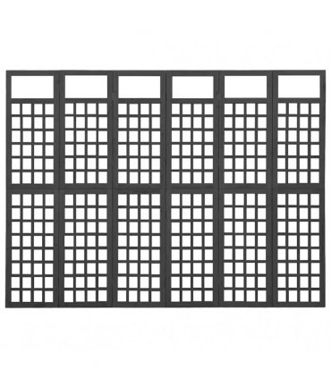 vidaXL 6-Panel Room Divider/Trellis Solid Fir Wood Black 242,5x180 cm
