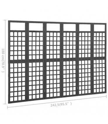 vidaXL 6-Panel Room Divider/Trellis Solid Fir Wood Black 242,5x180 cm