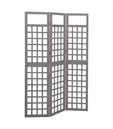 vidaXL 3-Panel Room Divider/Trellis Solid Fir Wood Grey 121x180 cm
