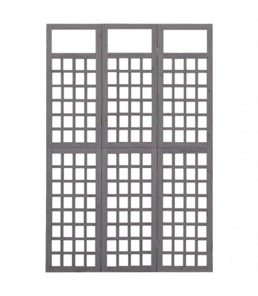 vidaXL 3-Panel Room Divider/Trellis Solid Fir Wood Grey 121x180 cm