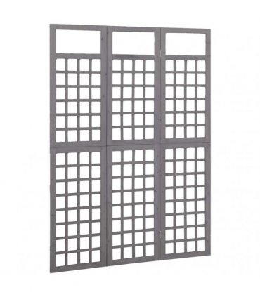 vidaXL 3-Panel Room Divider/Trellis Solid Fir Wood Grey 121x180 cm