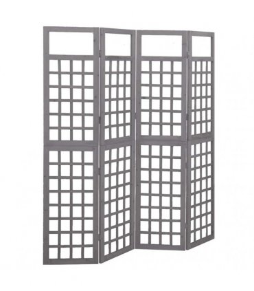 vidaXL 4-Panel Room Divider/Trellis Solid Fir Wood Grey 161x180 cm