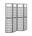 vidaXL 4-Panel Room Divider/Trellis Solid Fir Wood Grey 161x180 cm