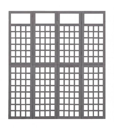 vidaXL 4-Panel Room Divider/Trellis Solid Fir Wood Grey 161x180 cm