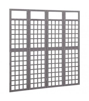 vidaXL 4-Panel Room Divider/Trellis Solid Fir Wood Grey 161x180 cm