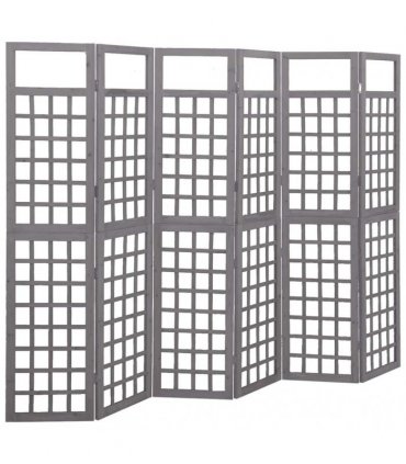 vidaXL 6-Panel Room Divider/Trellis Solid Fir Wood Grey 242,5x180 cm