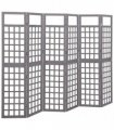 vidaXL 6-Panel Room Divider/Trellis Solid Fir Wood Grey 242,5x180 cm