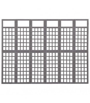 vidaXL 6-Panel Room Divider/Trellis Solid Fir Wood Grey 242,5x180 cm