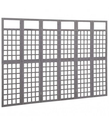 vidaXL 6-Panel Room Divider/Trellis Solid Fir Wood Grey 242,5x180 cm