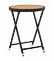 vidaXL Tea Table Black 60 cm Poly Rattan and Solid Acacia Wood