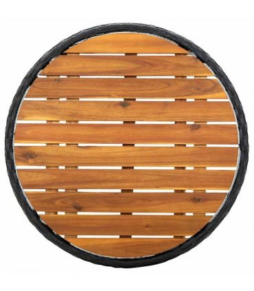 vidaXL Tea Table Black 60 cm Poly Rattan and Solid Acacia Wood