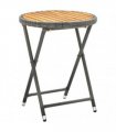 vidaXL Tea Table Grey 60 cm Poly Rattan and Solid Acacia Wood