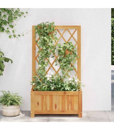 vidaXL Garden Raised Bed with Trellis Solid Acacia Wood