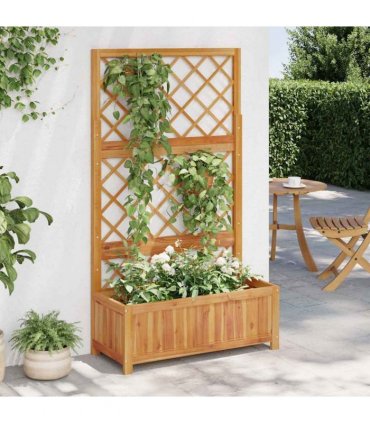 vidaXL Raised Bed with Trellis 85x38x150 cm Solid Acacia Wood