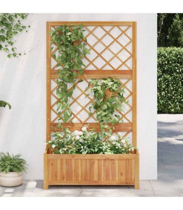 vidaXL Raised Bed with Trellis 85x38x150 cm Solid Acacia Wood