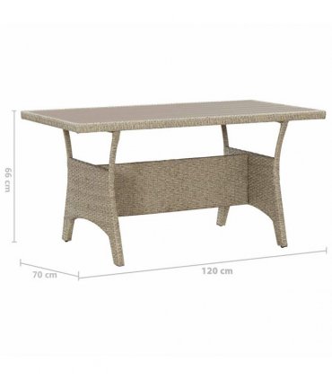 vidaXL Garden Table Grey 120x70x66 cm Poly Rattan